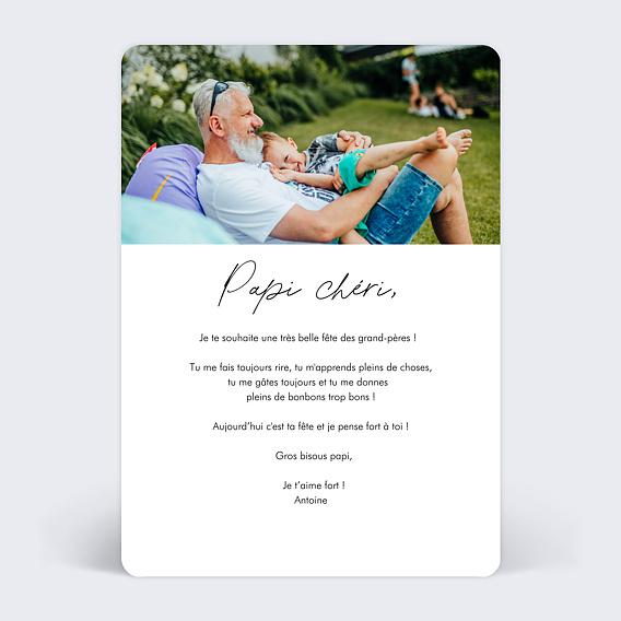 Carte fête des grands-pères Trio Verso