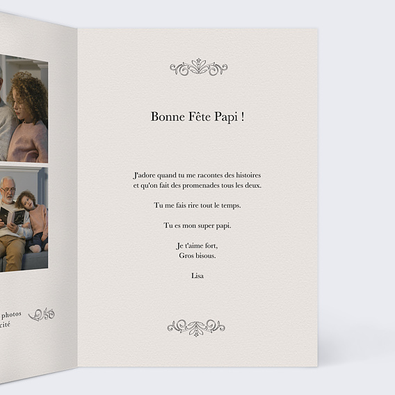 Carte fête des grands-pères Journal de Papi Intérieur Droit