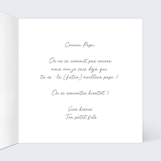 Carte fête des grands-pères Futur grand-père Intérieur Droit