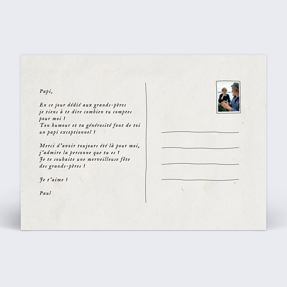 Carte fête des grands-pères Montage de Photos Verso