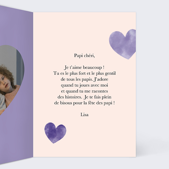 Carte fête des grands-pères Éclats de Coeurs Intérieur Droit