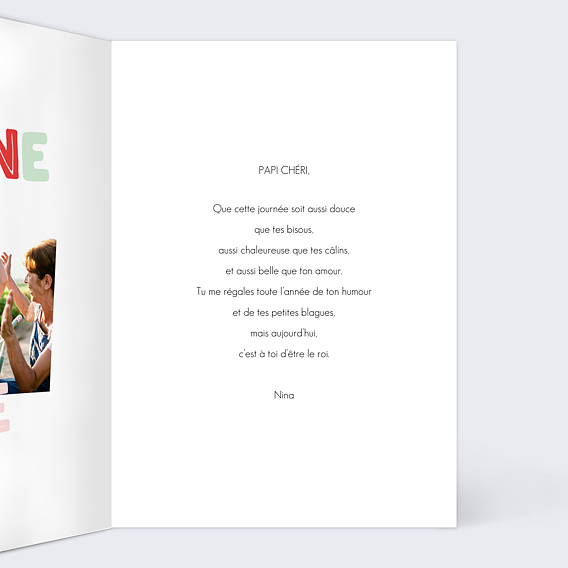 Carte fête des grands-pères Patchwork Intérieur Droit