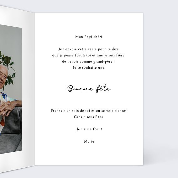 Carte fête des grands-pères Mon Papi Intérieur Droit