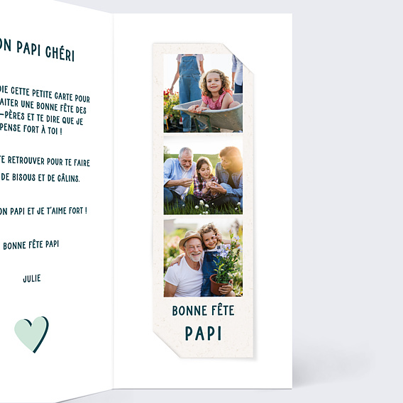 Carte Fête des Grands-Pères Bonbon d'amour Intérieur Droit
