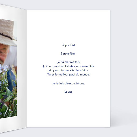 Carte fête des grands-pères Bisous bisous Intérieur Droit