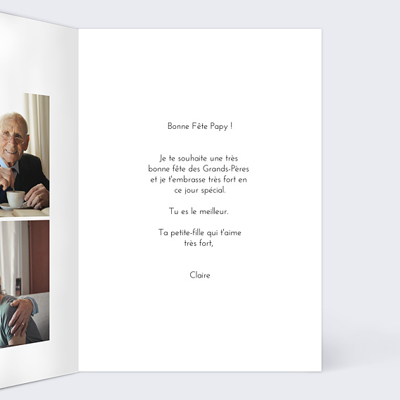 Carte Fête des Grands-Pères Calligraphie Intérieur Droit