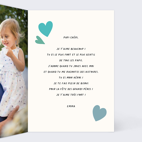 Carte Fête des Grands-Pères Cœurs Messagers Intérieur Droit