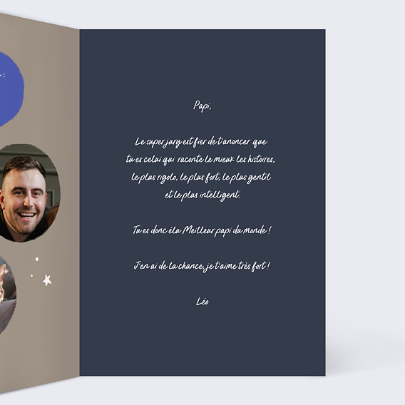 Carte Fête des Grands-Pères Le meilleur Papy Intérieur Droit