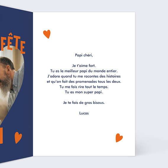 Carte Fête des Grands-Pères Papi Génial Intérieur Droit