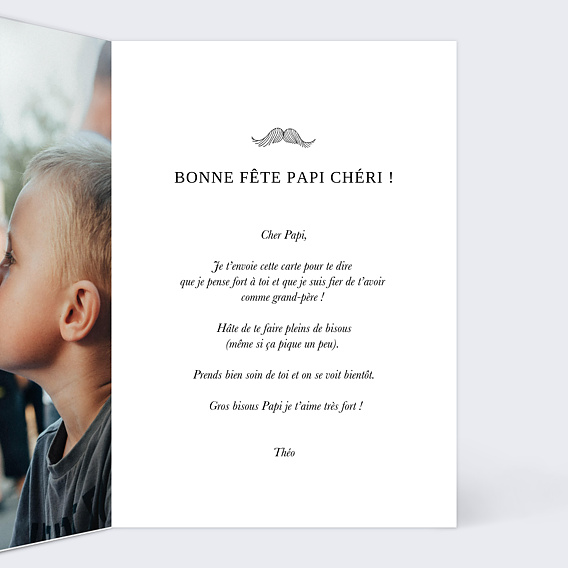 Carte Fête des Grands-Pères Papi moustache Intérieur Droit