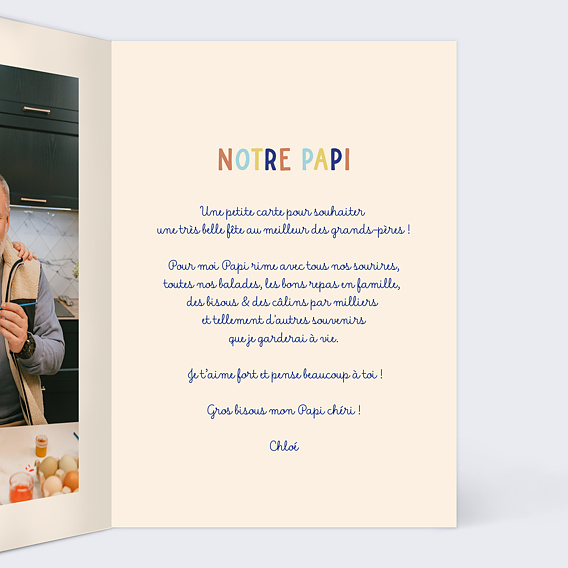 Carte Fête des Grands-Pères Papi Ours Intérieur Droit