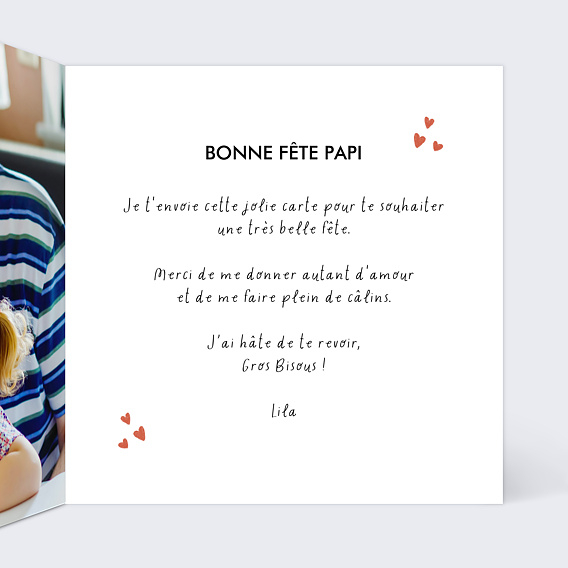 Carte fête des grands-pères Chouette Papi Intérieur Droit