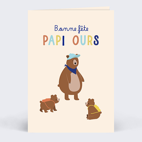 Carte fête des grands-pères Papi Ours