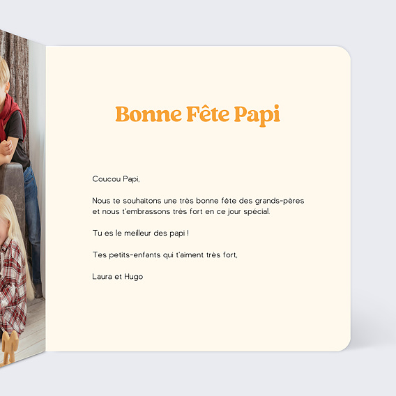 Carte fête des grands-pères Acrostiche coloré Intérieur Droit