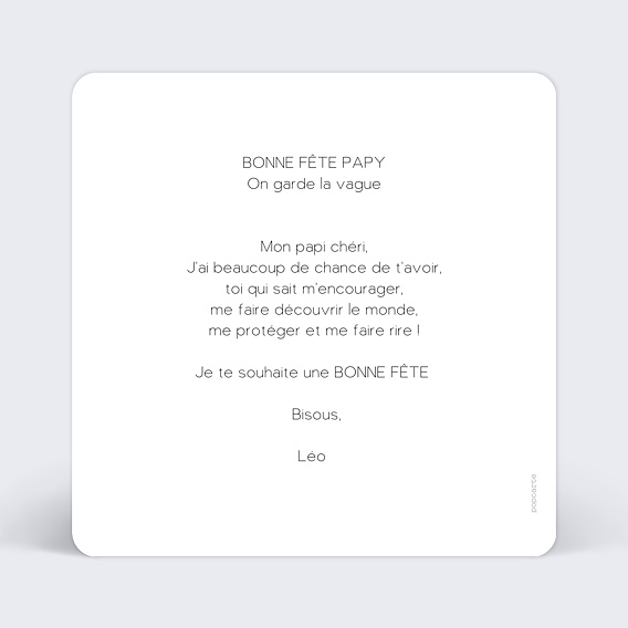 Carte Fête des Grands-Pères Typographie originale  Verso