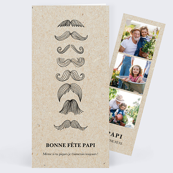 Carte fête des grands-pères Papi moustache