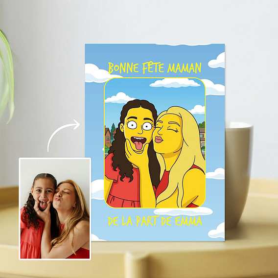 Carte fête des mères Portrait en cartoon