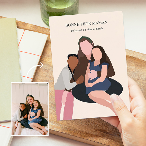 Fête des Mères Portrait en illustration minimaliste