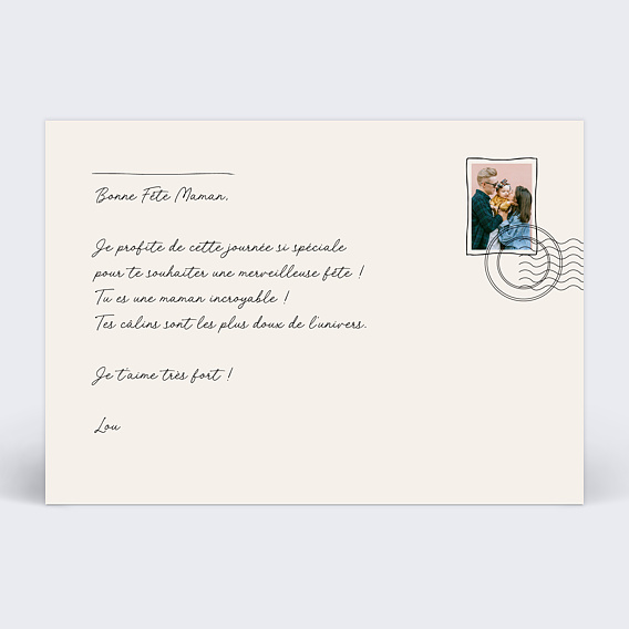 Carte fête des mères Brin Végétal Verso