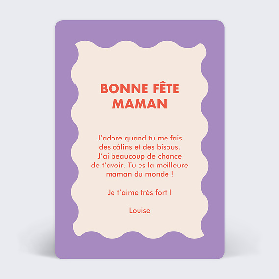 Carte fête des mères Fleur Verso