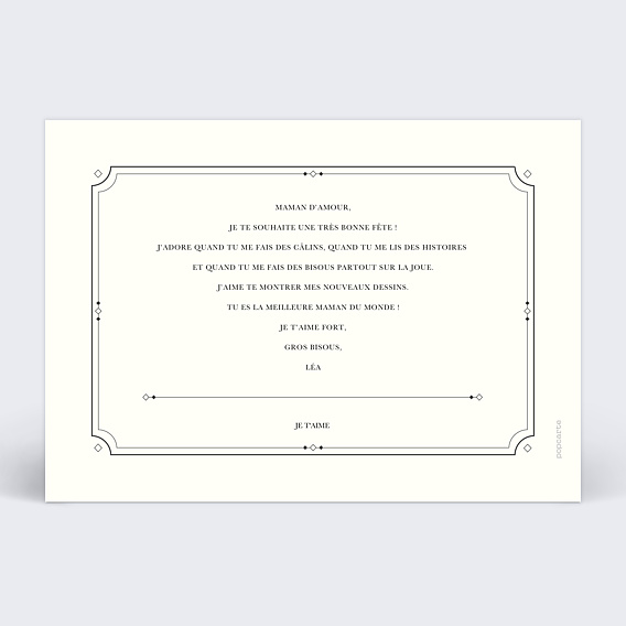 Carte fête des mères Le diplôme Verso