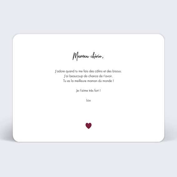 Carte fête des mères Lettres Maman Verso