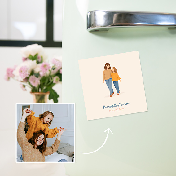 Carte fête des mères Portrait aligné minimaliste