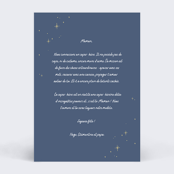 Carte fête des mères Supermaman Verso