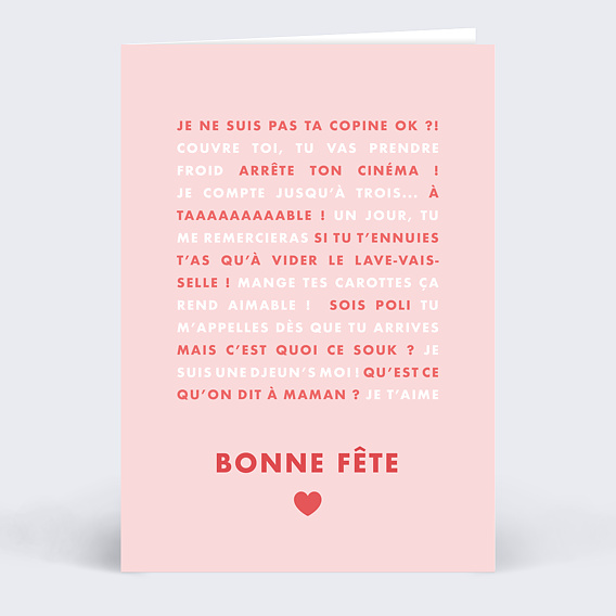 Carte fête des mères Phrases Maman Recto