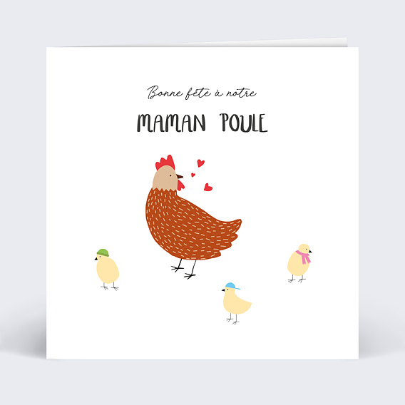 Carte fête des mères Maman Poule Recto