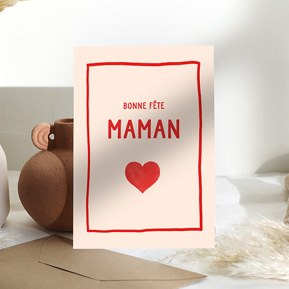 Carte fête des mères Coeur Simple Après 1