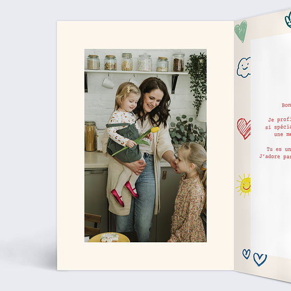 Carte fête des mères Coloriage pour maman Intérieur Gauche