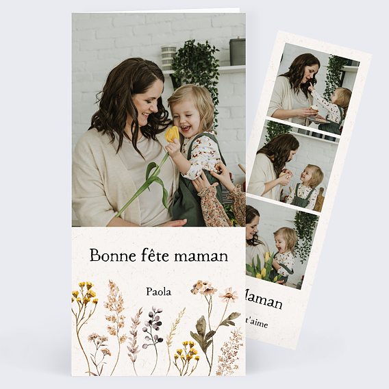 Carte fête des mères Bouquet Fleurs Séchées Après 1