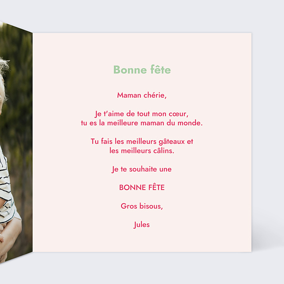 Carte fête des mères Portrait en figurine Intérieur Droit