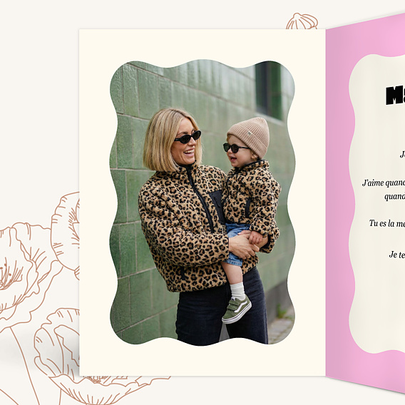 Carte fête des mères Rayures d'amour Intérieur Gauche