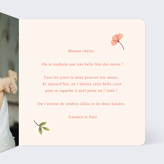 Carte fête des mères Fleurs aquarelles Intérieur Droit