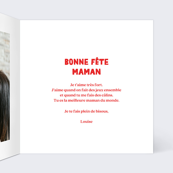 Carte fête des mères Typo coeur Intérieur Droit