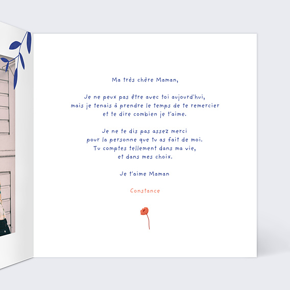 Carte fête des mères Courrier Fleuri Intérieur Droit