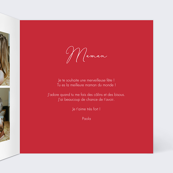 Carte fête des mères Forme Cœur Intérieur Droit