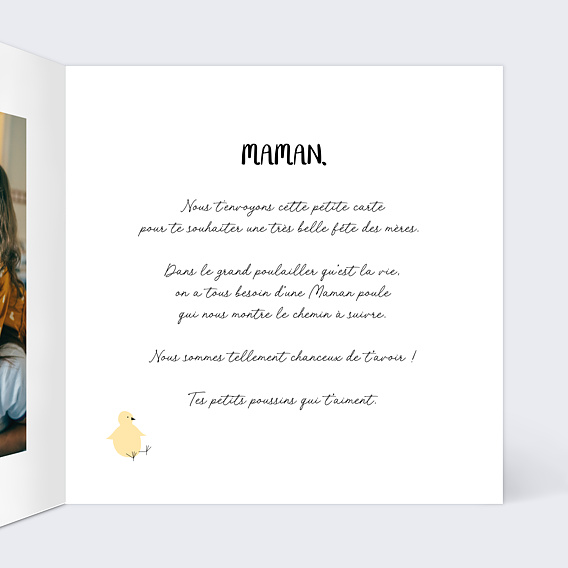 Carte fête des mères Maman Poule Intérieur Droit