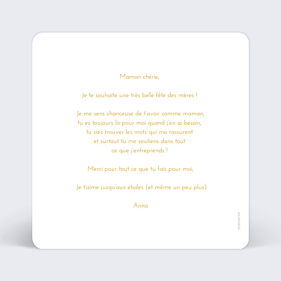 Carte fête des mères Golden Dots Verso