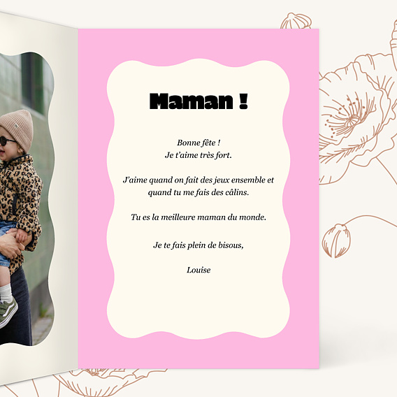 Carte fête des mères Rayures d'amour Intérieur Droit