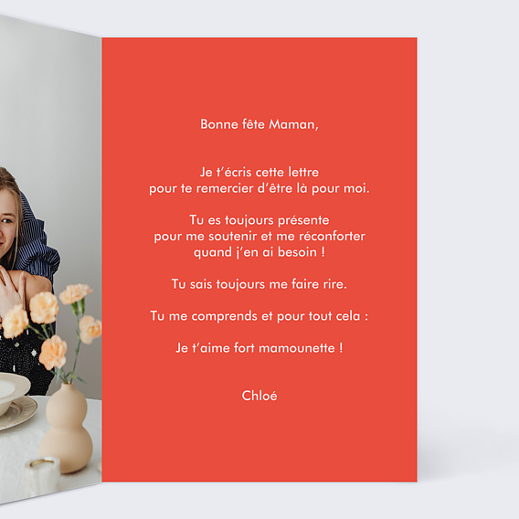 Carte fête des mères Je t'aime original Intérieur Droit