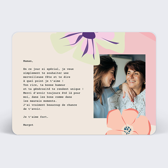 Carte fête des mères Fleurs Pastel Verso