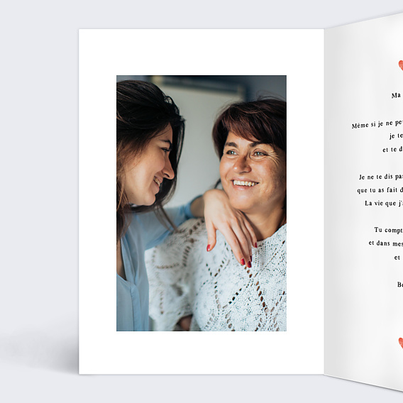 Carte fête des mères Motif Coeur Intérieur Gauche