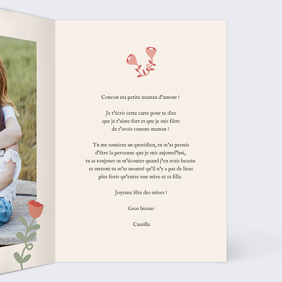 Carte fête des mères Lettrine Intérieur Droit