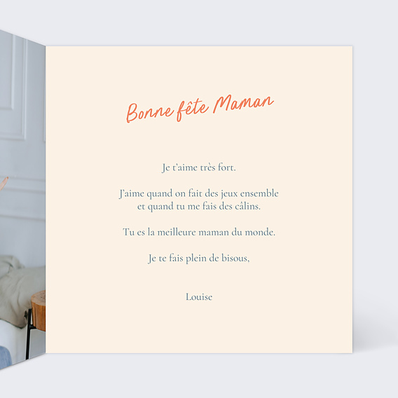 Carte fête des mères Portrait aligné minimaliste Intérieur Droit