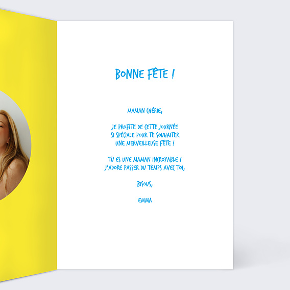 Carte fête des mères Portrait en cartoon Intérieur Droit