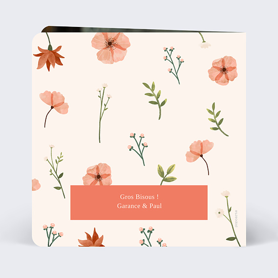 Carte fête des mères Fleurs aquarelles Verso