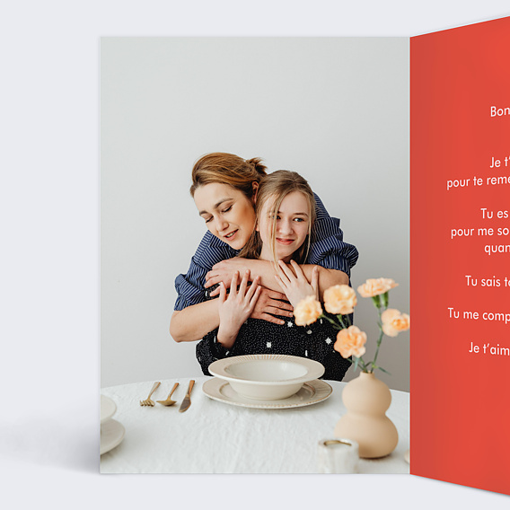 Carte fête des mères Je t'aime original Intérieur Gauche